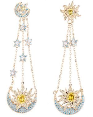 Eye Candy LA Eye Candy Los Angeles Luxe Collection Under The Moon Sun Cubic Zirconia Crstyal Drop Earrings - Metallic