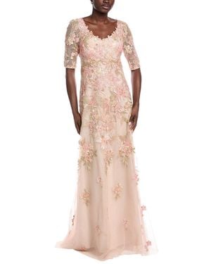 Teri Jon Beaded Floral Gown - Pink