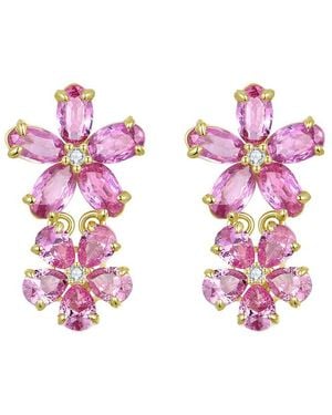 Nina Zhou Jewelry 14K 4.92 Ct. Tw. Diamond & Sapphire Drop Earrings - Pink