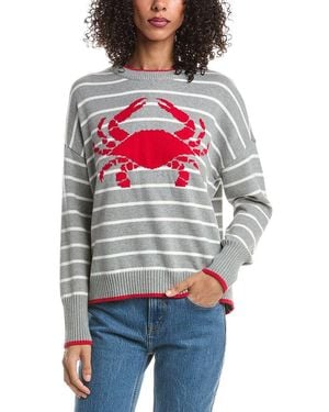 Vince Camuto Striped Crab Motif Crewneck Jumper - Red