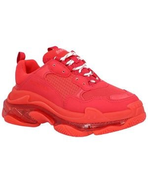 Balenciaga Polyester Triple S Clear Sole Trainer, Never Worn (Authentic Pre-Loved) - Red