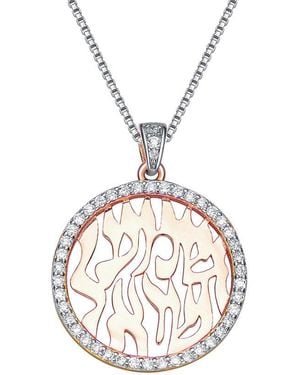 Genevive Jewelry Two-tone Cz Religious Pendant - Metallic