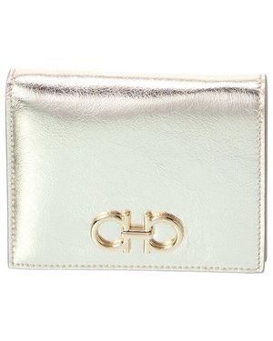 Ferragamo Gancini Leather Card Case - Gray