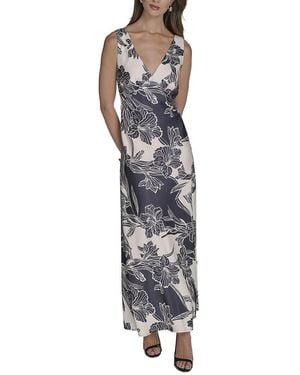 Halston Sleeveless V-Neck Midi Dress - Multicolour