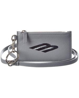 Balenciaga Cash Leather Card Case On Keyring - White