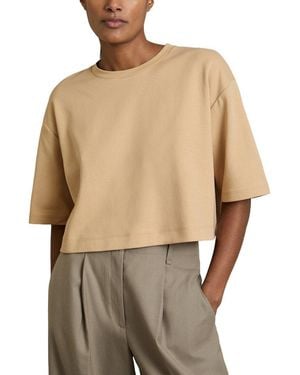Reiss Alex Cropped Boxy T-Shirt - Natural