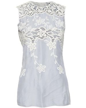 Dolce & Gabbana Silk Cotton Lace Top, Size It (Authentic Pre-Loved) - Blue