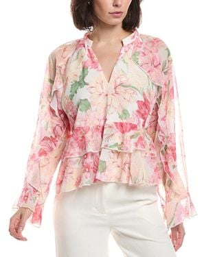 HL Affair Ruffle Chiffon Blouse - Pink