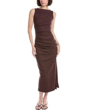 Michael Stars Reign Knife Neck Midi Pleated Dress - Brown