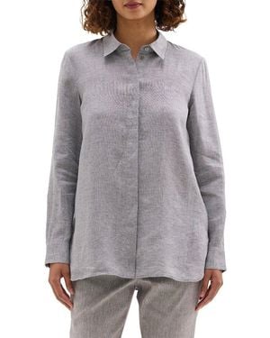 Theory Linen-Blend Tunic - Grey