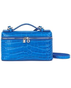 Tiffany & Fred Paris Croc-Embossed Mini Leather Tote - Blue