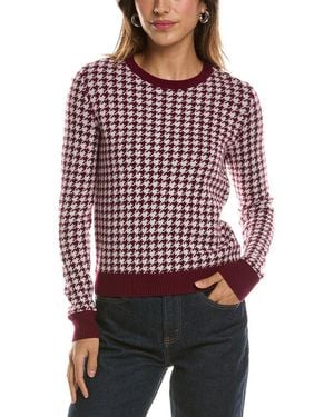 Bruno Magli Houndstooth Crewneck Wool & Cashmere-Blend Jumper - Red