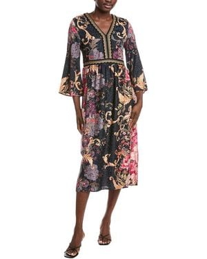 Johnny Was Kimono Sleeve Midi Dress - Pink