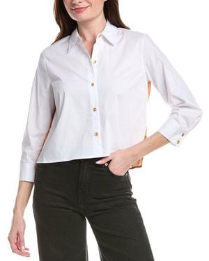 L'Agence Fawn Scarf Back 3/4 Sleeve Blouse - White