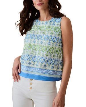 J.McLaughlin Norie Linen-Blend Blouse - Blue