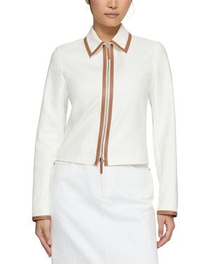 Lafayette 148 New York Collared Zip Front Jacket - White