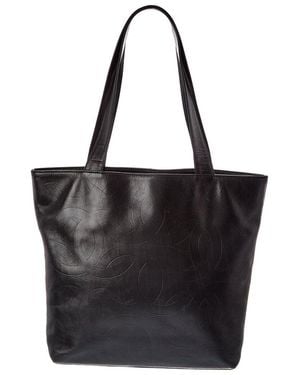 CHANEL Lambskin Leather Coco Mark Logo Embossed Tote (Authentic Pre-Loved) - Black