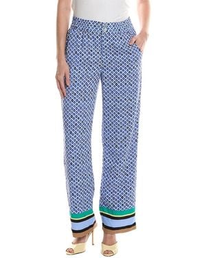 NIC+ZOE Petite Mosaic Trimmed Lenox Wide Leg Pant - Blue