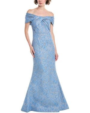 Teri Jon Jacquard Mermaid Gown - Blue