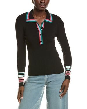 Tahari Collar Rib Shirt - Black