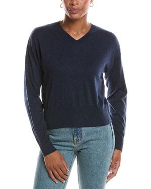 Autumn Cashmere Long Sleeve High V-Neck Cashmere Jumper - Blue