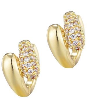 Adornia 14K Plated Cz Double Band Hoop Huggie Earrings - Metallic