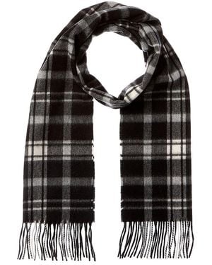 Amicale Cashmere Scottish Plaid Cashmere Scarf - Black
