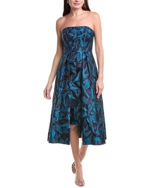 Aidan Mattox Floral Jacquard Midi Dress - Blue