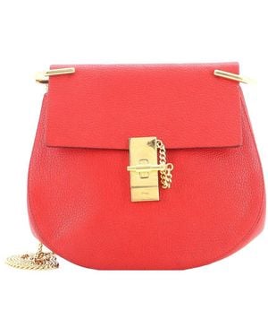 Chloé Leather Drew Crossbody Small (Authentic Pre-Loved) - Red