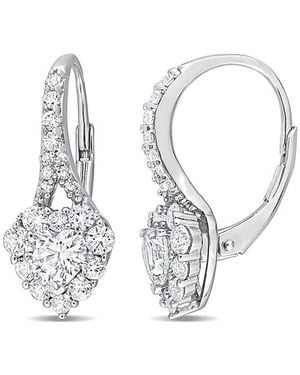 Rina Limor Silver 2.42 Ct. Tw. Sapphire Halo Heart Earrings - White