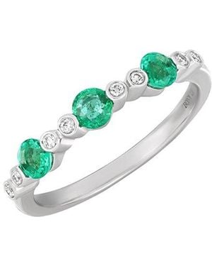 Bony Levy El Mar 18K 0.68 Ct. Tw. Diamond & 5 Emerald Stackable Ring - Blue