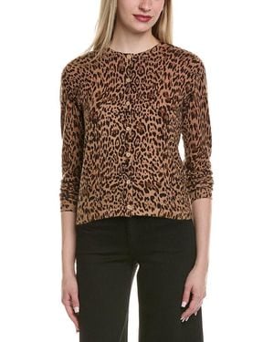 Sofiacashmere Animal Print Wool & Cashmere-Blend Cardigan - Brown