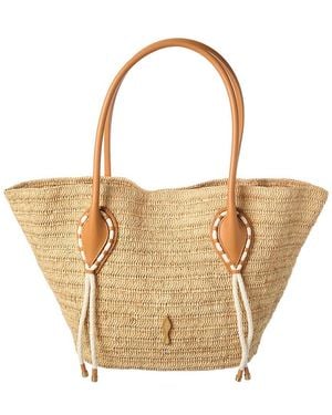 Christian Louboutin Venus Raffia & Leather Tote - Brown
