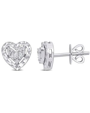Rina Limor 14k 0.11 Ct. Tw. Diamond Heart Earrings - White