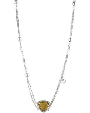 Gemstones 1.57 Ct. Tw. Diamond & Citrine Necklace - White
