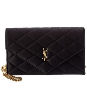 Saint Laurent Paris Satin Wallet On Chain - Black