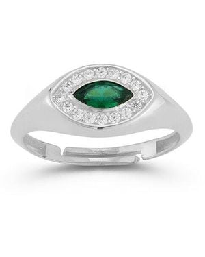 Sphera Milano Silver Cz Marquise Signet Ring - White