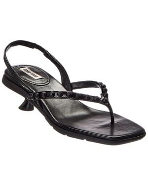 Miu Miu Leather Sandal - Metallic