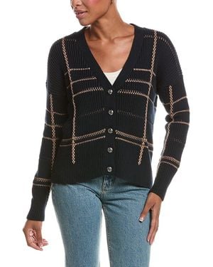 Autumn Cashmere Plaid Shaker Cardigan - Black