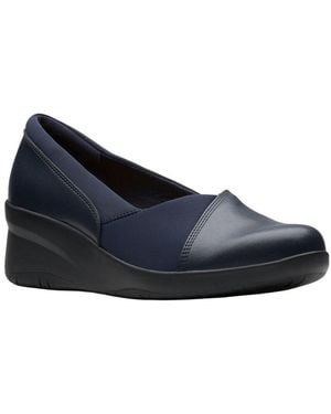 Clarks Suttyn Walk Leather Wedge - Blue