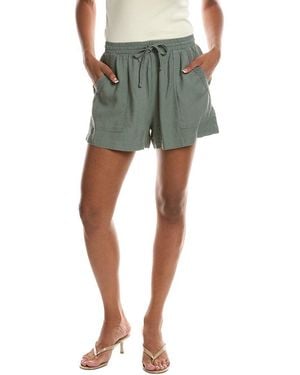 Splendid Crochet Detail Linen-Blend Short - Green