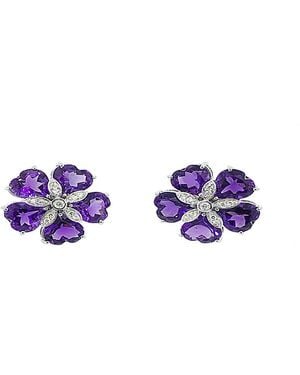 Arthur Marder Fine Jewelry 14k 0.30 Ct. Tw. Diamond & Amethyst Earrings - Blue