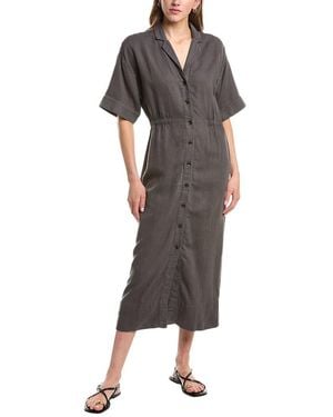Faherty Topanga Drape Linen-Blend Shirtdress - Gray