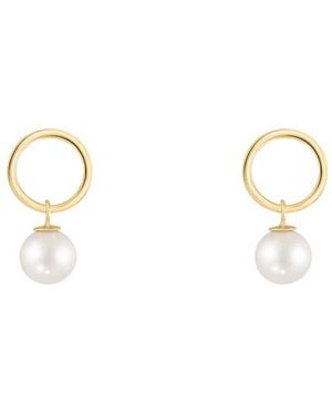 Splendid 14K 7-7.5Mm Pearl Dangle Earrings - Metallic
