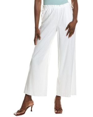 NVLT Side Waist-Tie Wide Leg Linen-Blend Pant - White