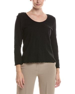 NIC+ZOE 3/4 Sleeve Lace Knit Scoop T-Shirt - Black