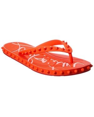 Christian Louboutin Super Loubi Rubber Flip Flop - Red