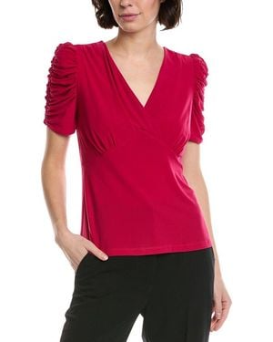 Cece Puff V-Neck Top - Red