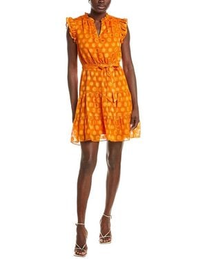 Nicole Miller Circle Fil Coupe Mini Dress - Orange