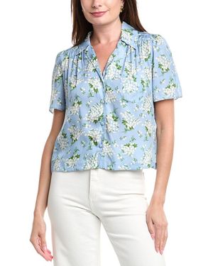 REVERIEE Silk-Blend Blouse - Blue